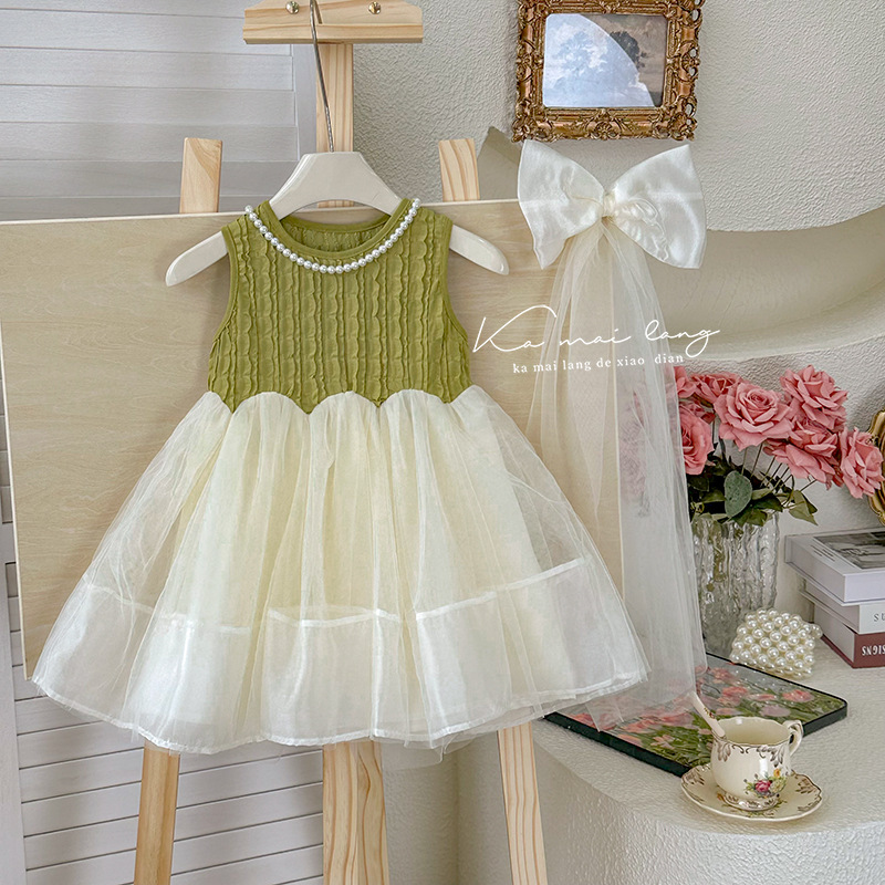 01 Stylish Girls' Dress with Bowknot, Princess Dress