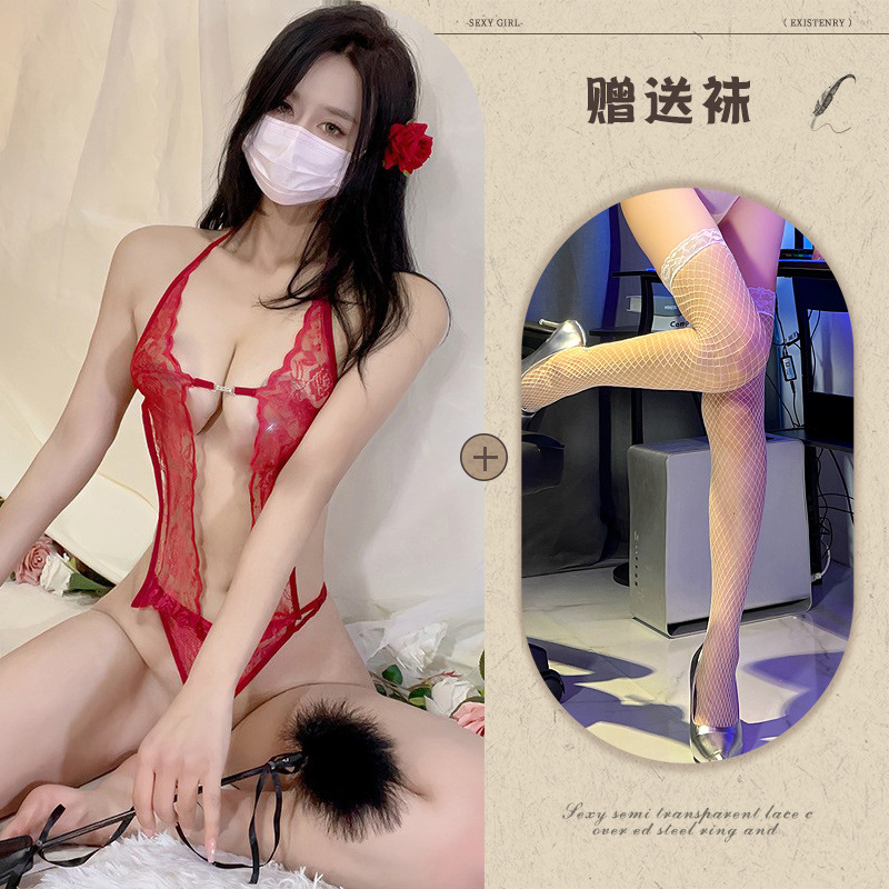 Night Listening Fragrance European and American Sexy Underwear Amazon Foreign Trade Supply See-through Backless Body Shaping Self-Tie Lace Wholesale