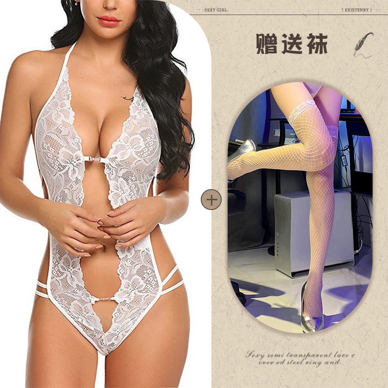 Night Listening Fragrance European and American Sexy Underwear Amazon Foreign Trade Supply See-through Backless Body Shaping Self-Tie Lace Wholesale