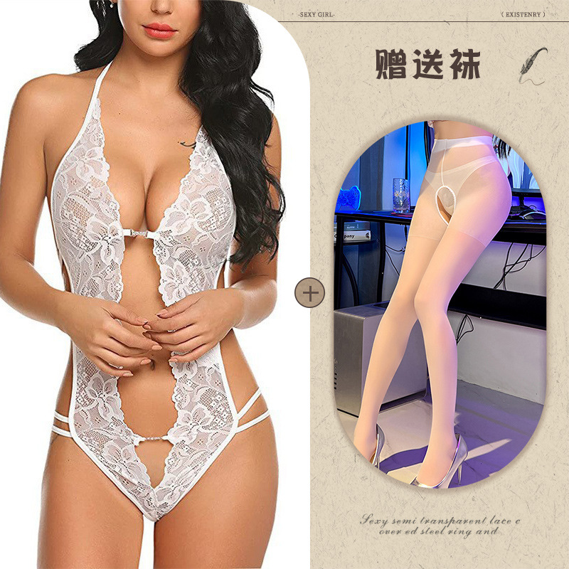 Night Listening Fragrance European and American Sexy Underwear Amazon Foreign Trade Supply See-through Backless Body Shaping Self-Tie Lace Wholesale
