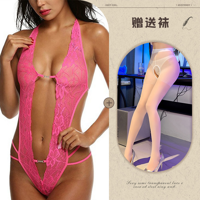 Night Listening Fragrance European and American Sexy Underwear Amazon Foreign Trade Supply See-through Backless Body Shaping Self-Tie Lace Wholesale