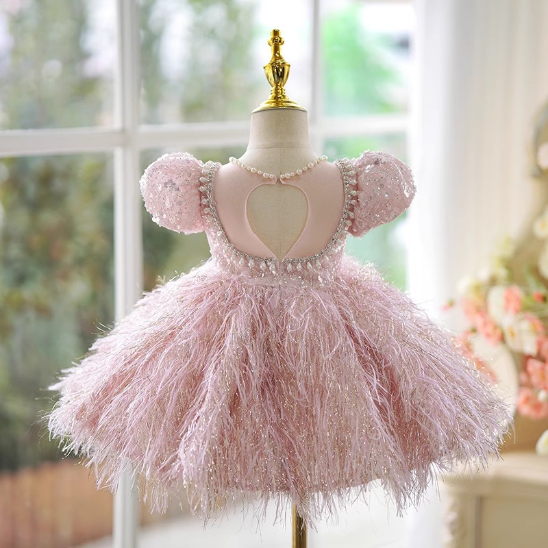 03 Toddler Girls' Birthday Princess Dress Satin & Tulle Formal Gown for Violin & Piano Performance