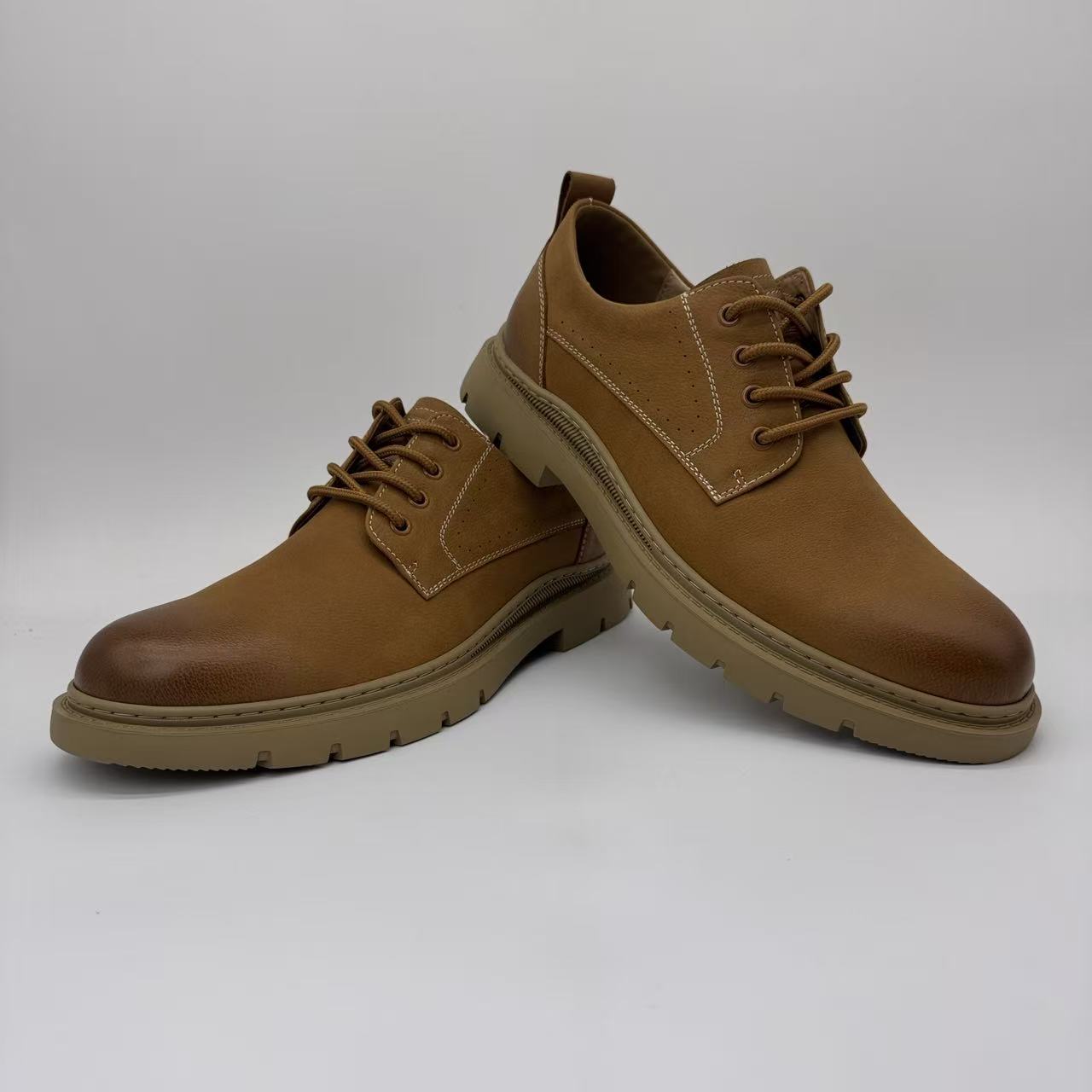 Fashion Minimalist Denim Style Work Boots Handcrafted Leather Men's Shoes