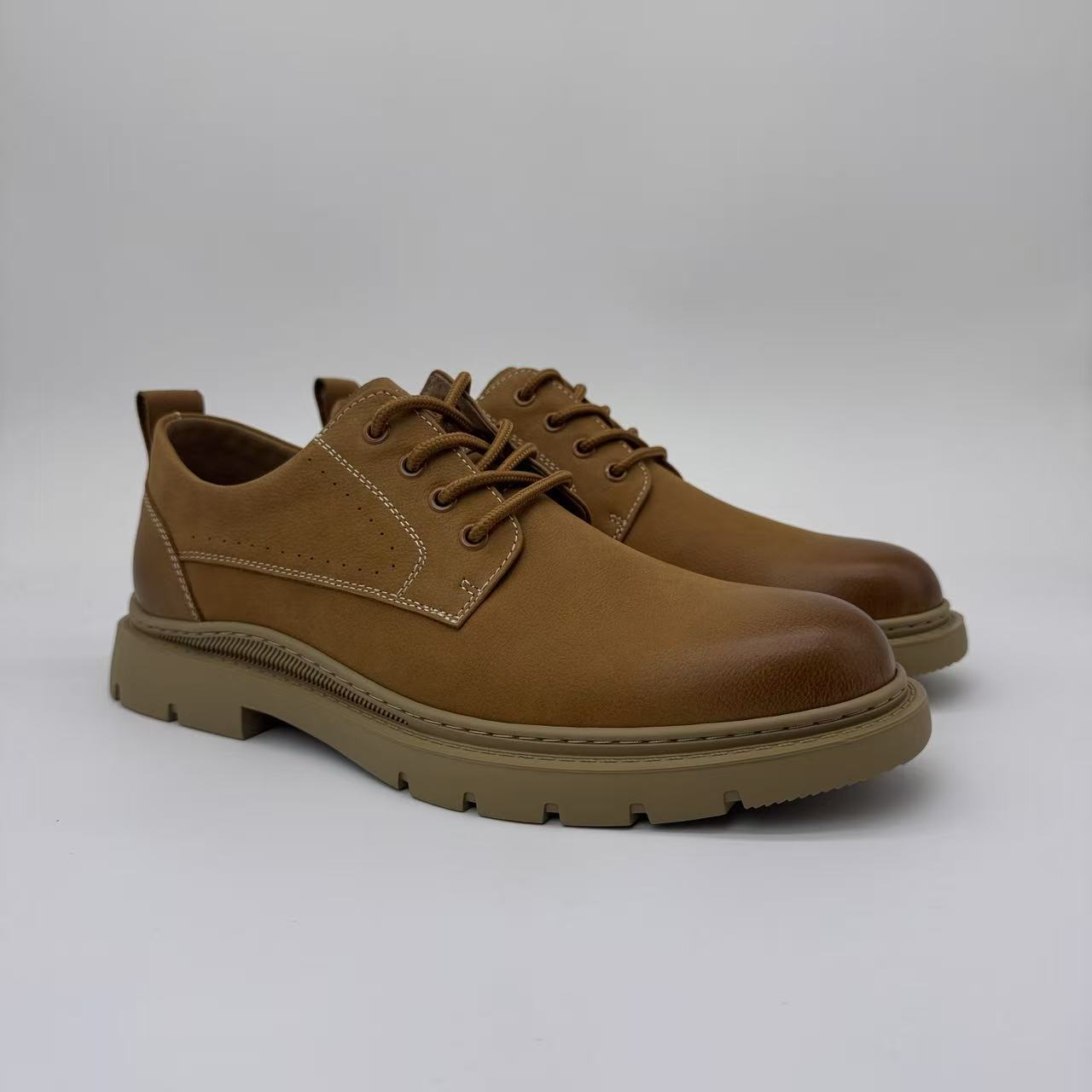 Fashion Minimalist Denim Style Work Boots Handcrafted Leather Men's Shoes