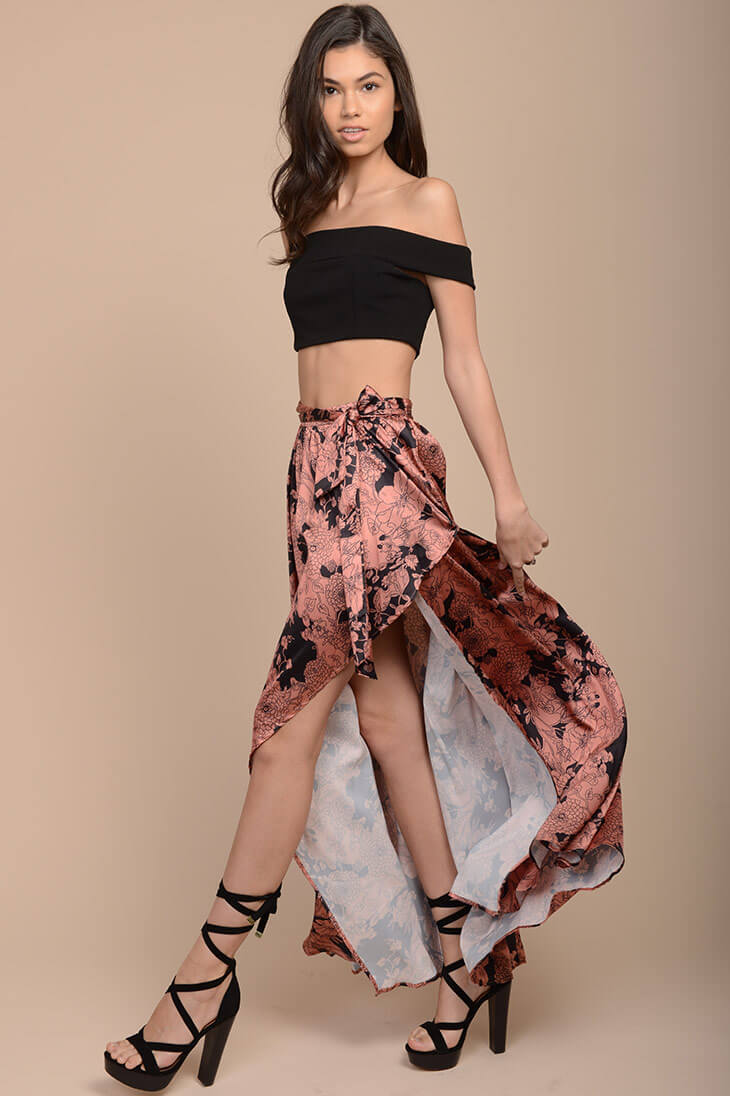 Briley Floral Maxi Skirt Pink-Fable Dress