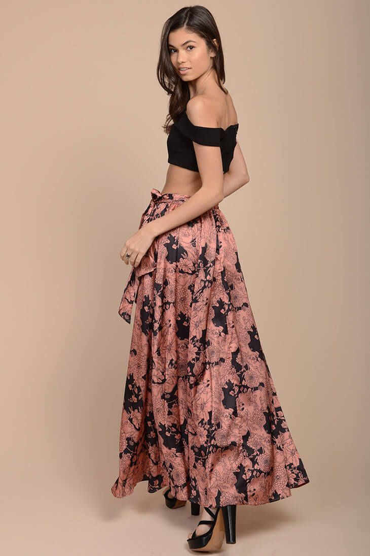 Briley Floral Maxi Skirt Pink-Fable Dress