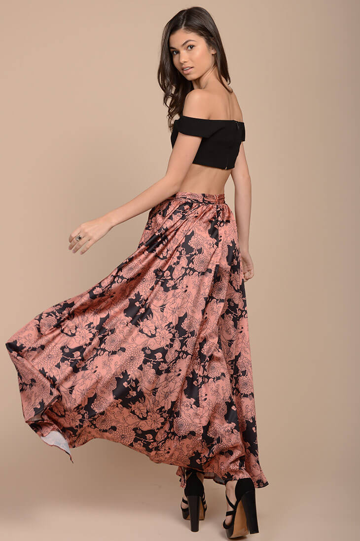 Briley Floral Maxi Skirt Pink-Fable Dress