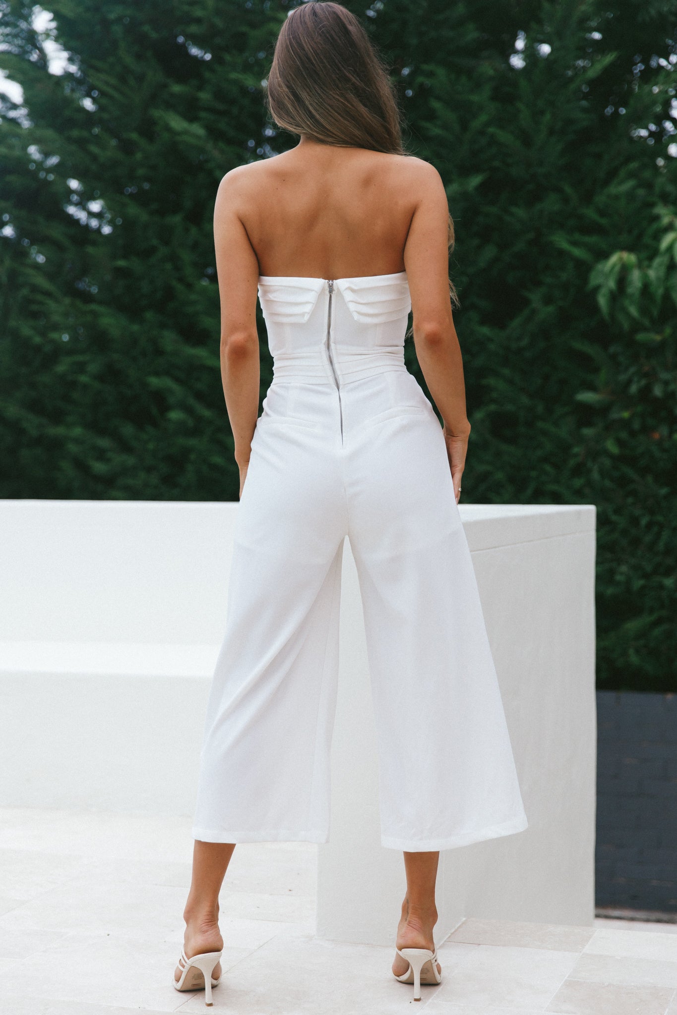 Chosen Strapless Wide Leg Jumpsuit White-Fable Dress