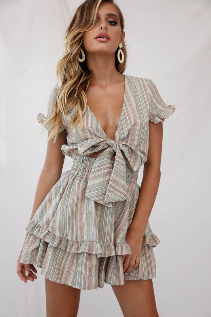 Anthea Bow-Tie Front Layered Frill Dress Orange Multi-Fable Dress