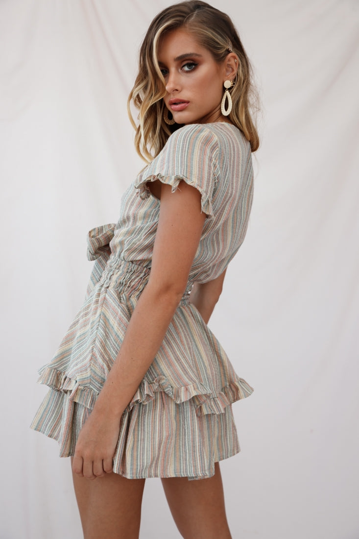 Anthea Bow-Tie Front Layered Frill Dress Orange Multi-Fable Dress