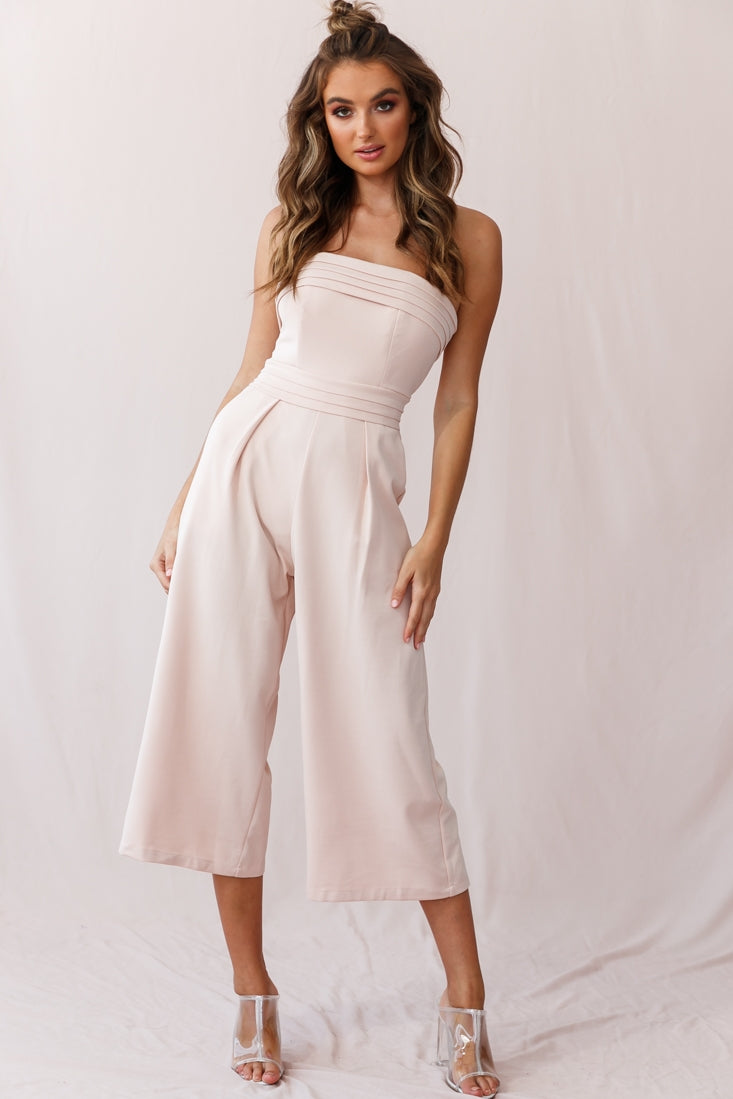 Chosen Strapless Wide Leg Jumpsuit Nude Pink-Fable Dress