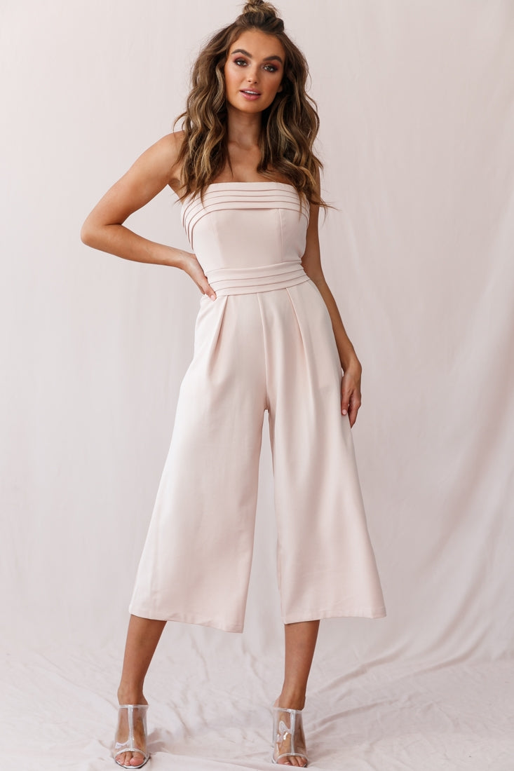Chosen Strapless Wide Leg Jumpsuit Nude Pink-Fable Dress