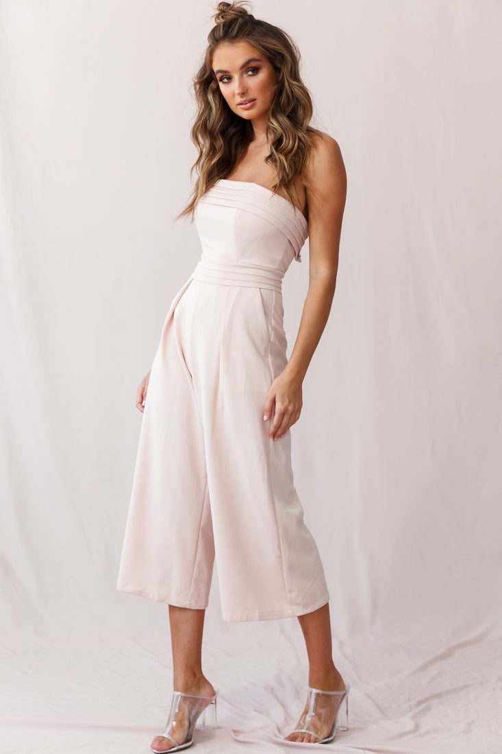 Chosen Strapless Wide Leg Jumpsuit Nude Pink-Fable Dress