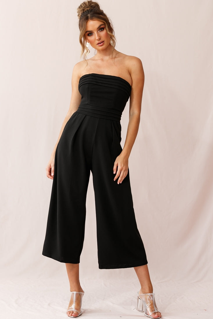 Chosen Strapless Wide Leg Jumpsuit Black-Fable Dress