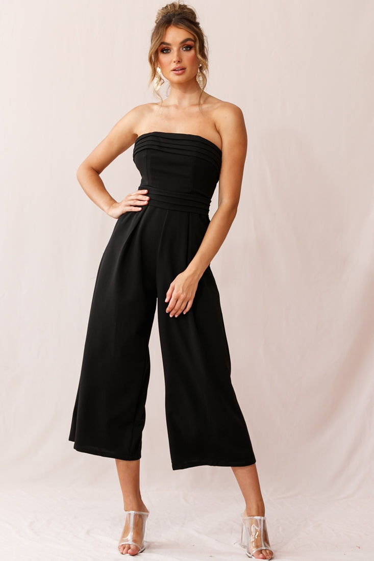 Chosen Strapless Wide Leg Jumpsuit Black-Fable Dress