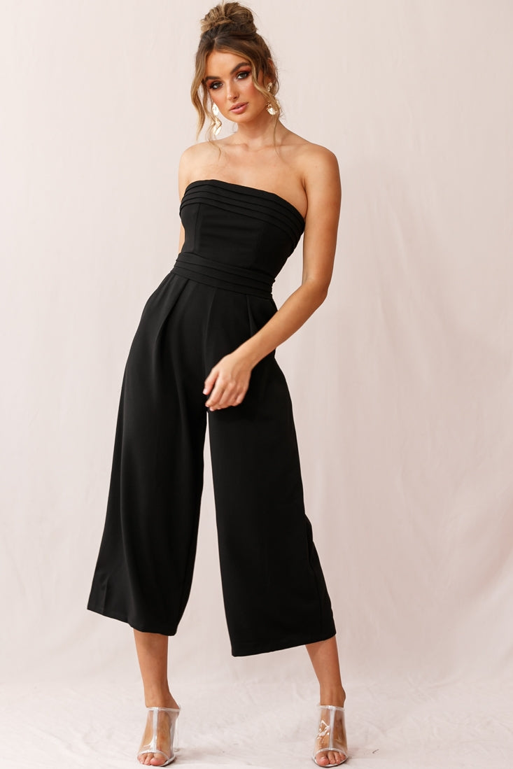 Chosen Strapless Wide Leg Jumpsuit Black-Fable Dress