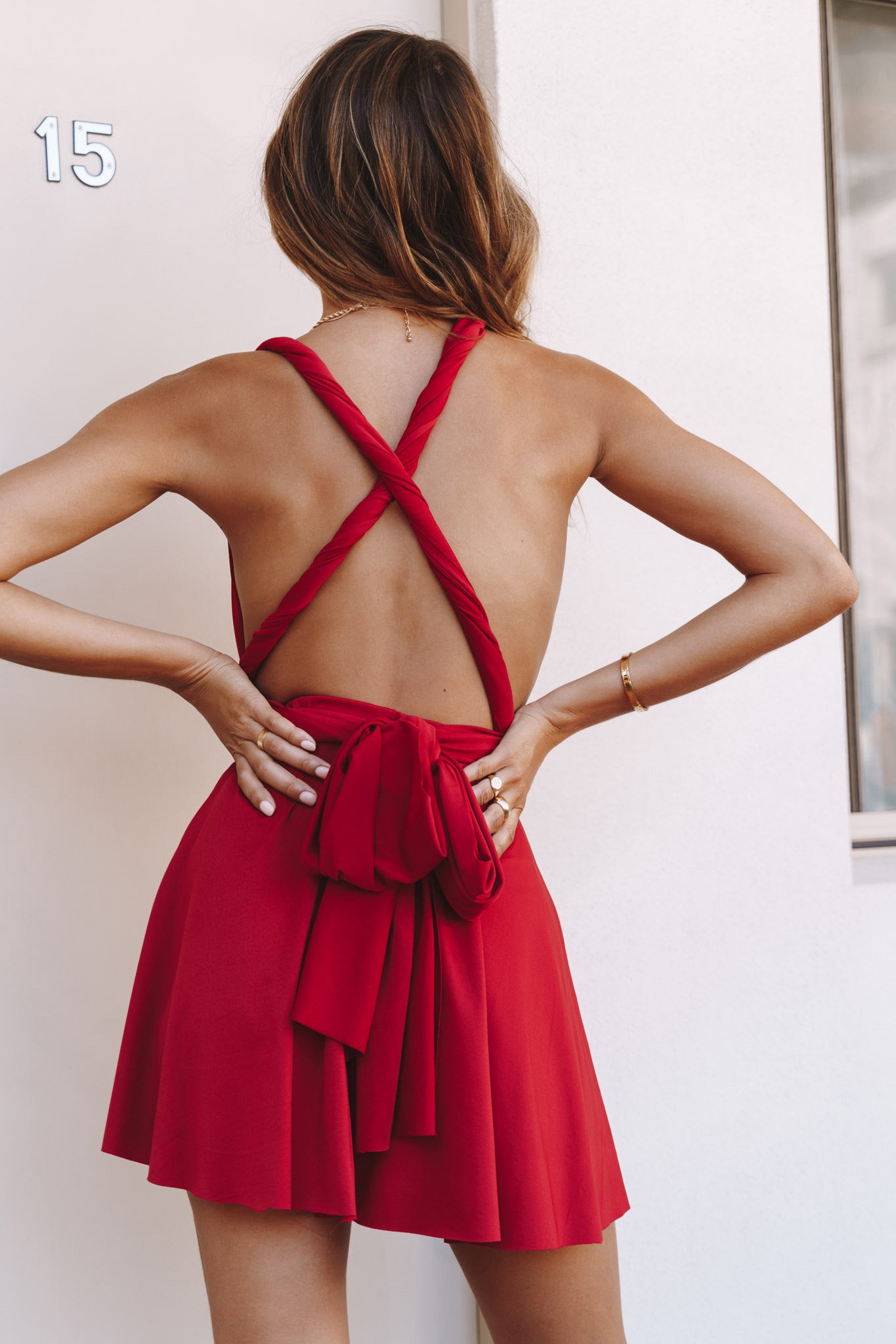 Ariana Multiway Mini Dress Red-Fable Dress