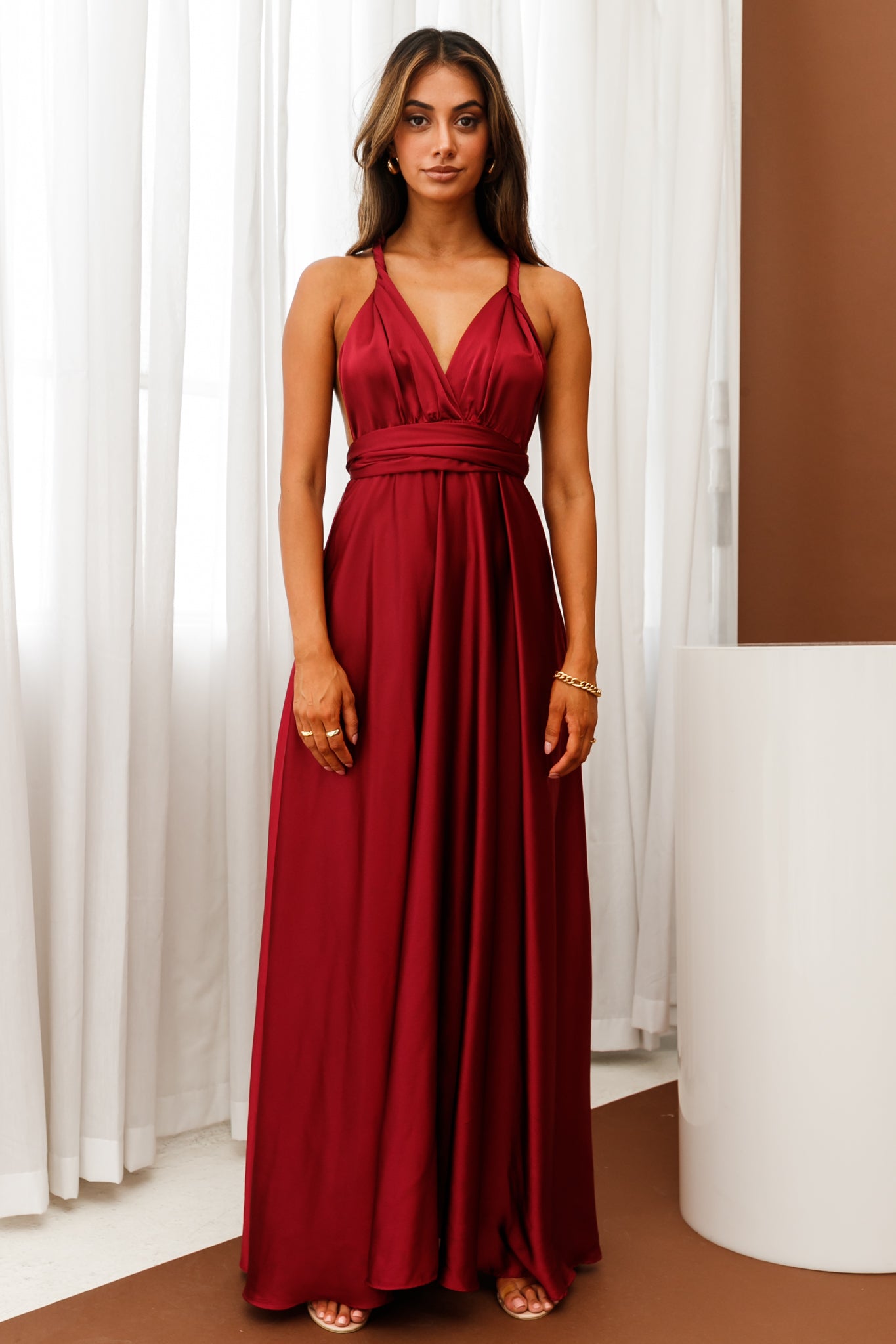 Ariana Multiway Maxi Dress Wine-Fable Dress