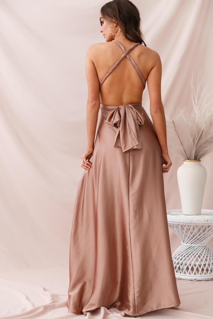 Ariana Multiway Maxi Dress Mocha-Fable Dress
