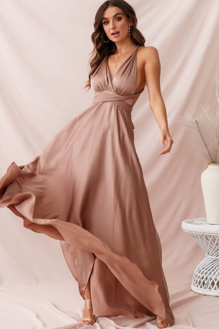 Ariana Multiway Maxi Dress Mocha-Fable Dress