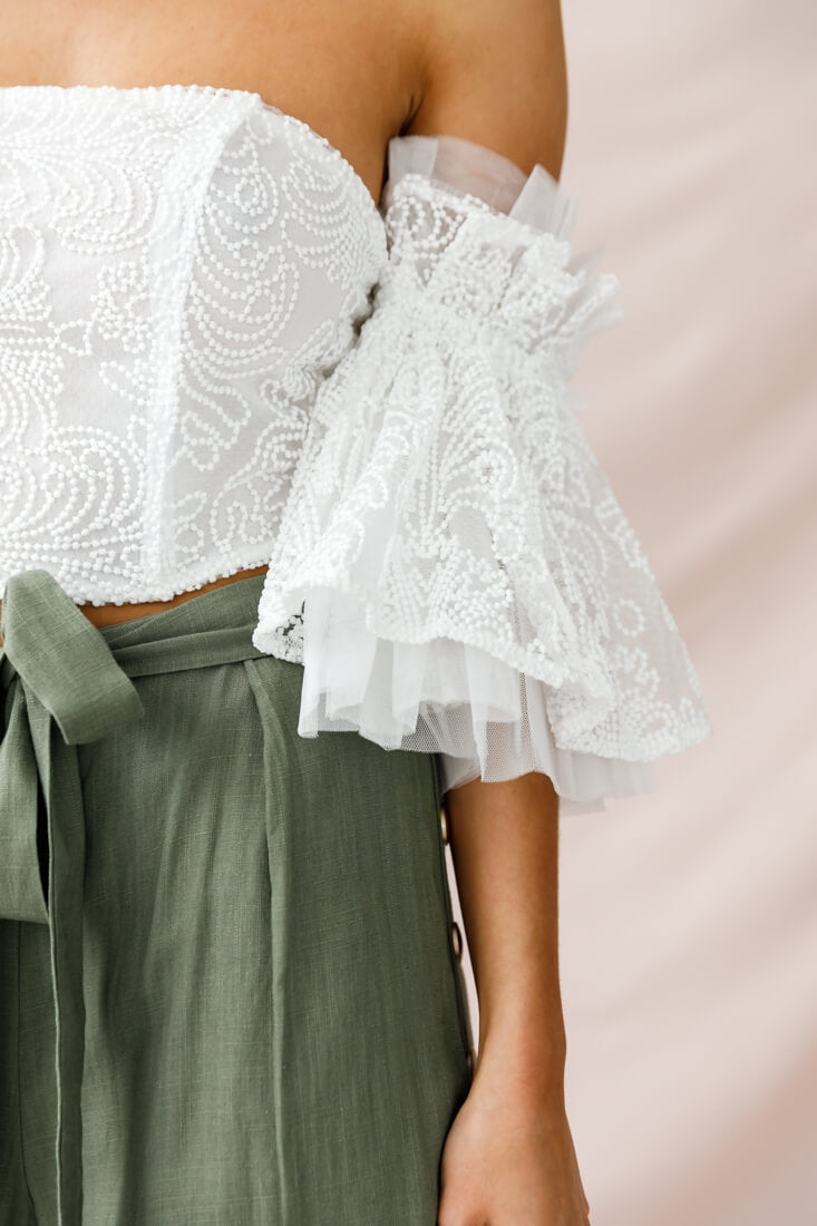 Arna Bell Sleeve Off-Shoulder Top White-Fable Dress