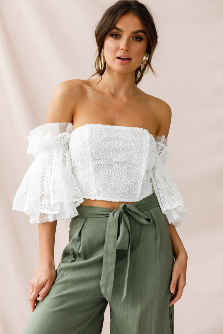 Arna Bell Sleeve Off-Shoulder Top White-Fable Dress