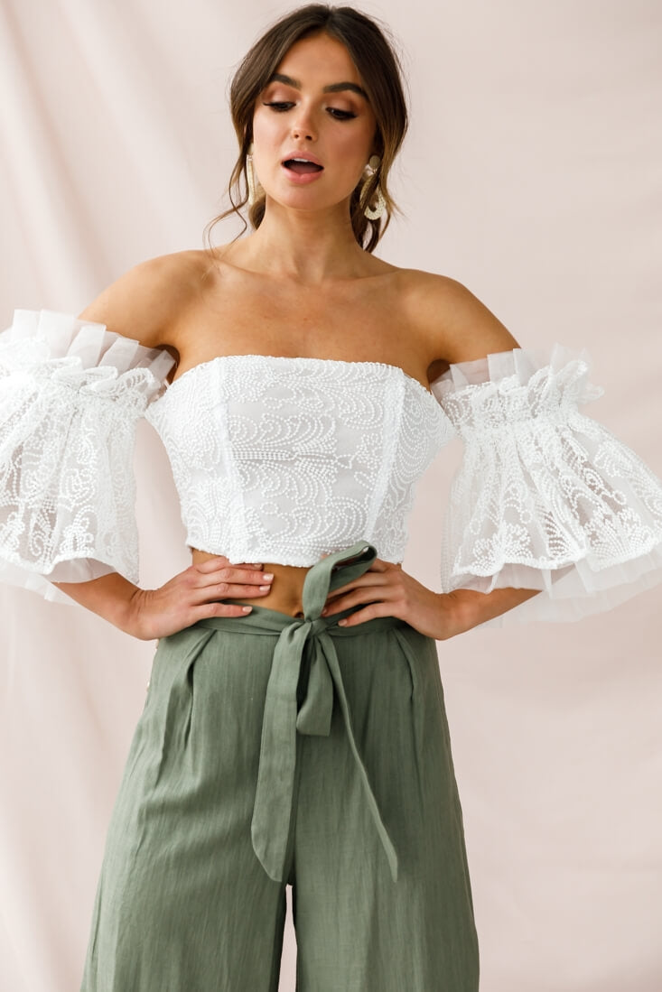 Arna Bell Sleeve Off-Shoulder Top White-Fable Dress