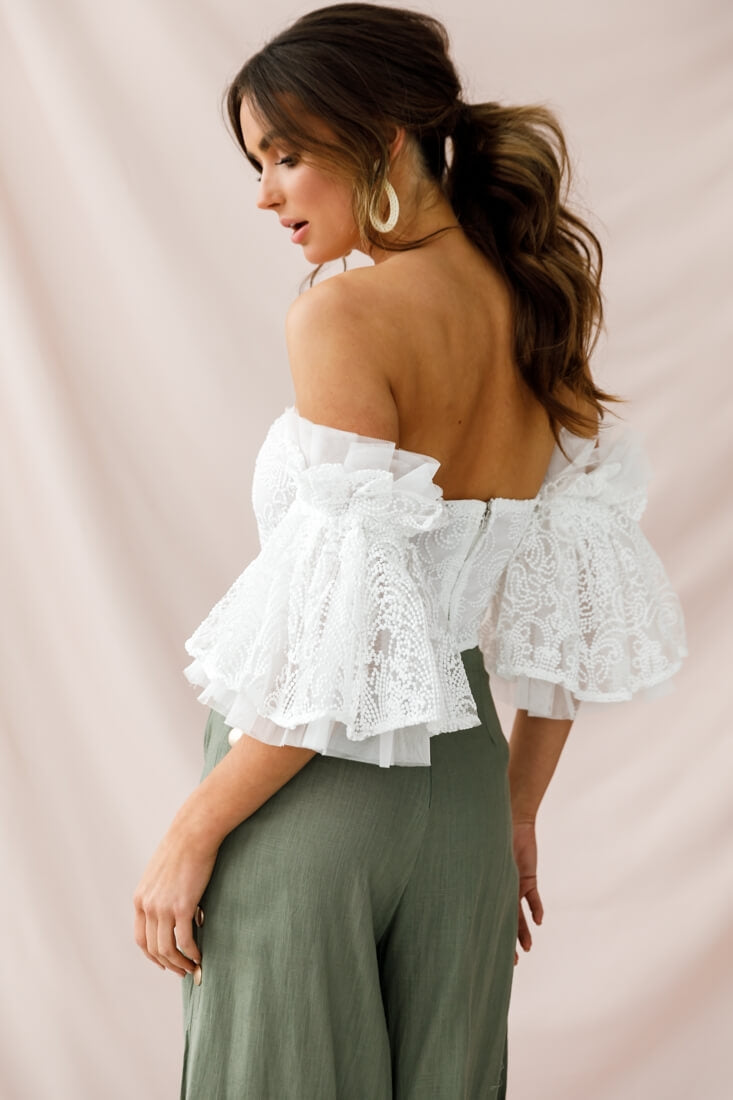 Arna Bell Sleeve Off-Shoulder Top White-Fable Dress