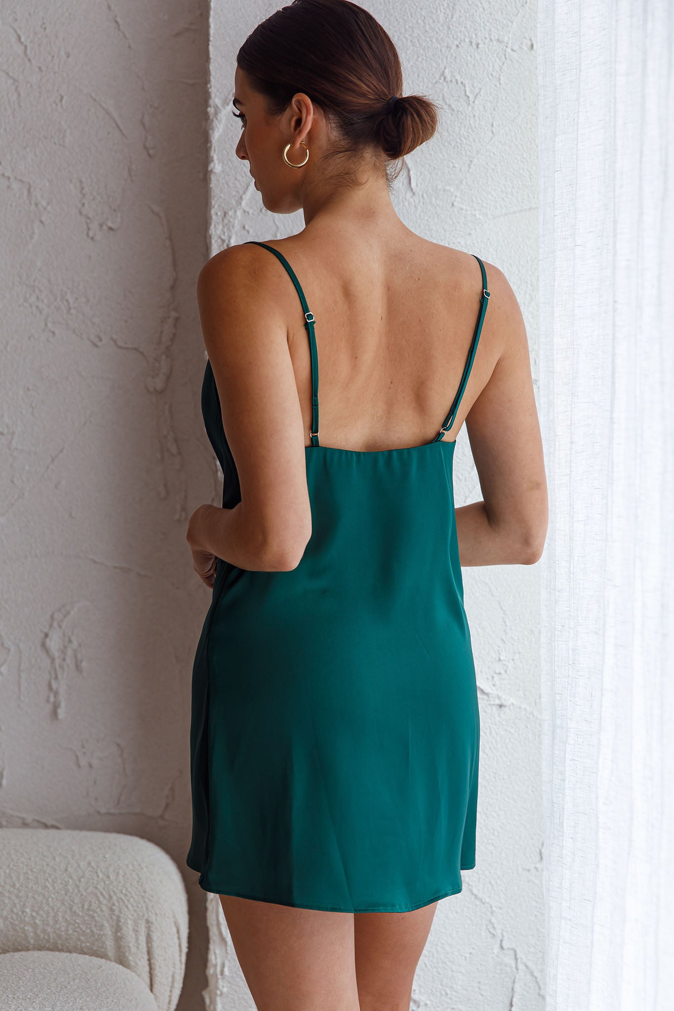 Xanadu Cowl Neck Slip Dress Forest Green-Fable Dress