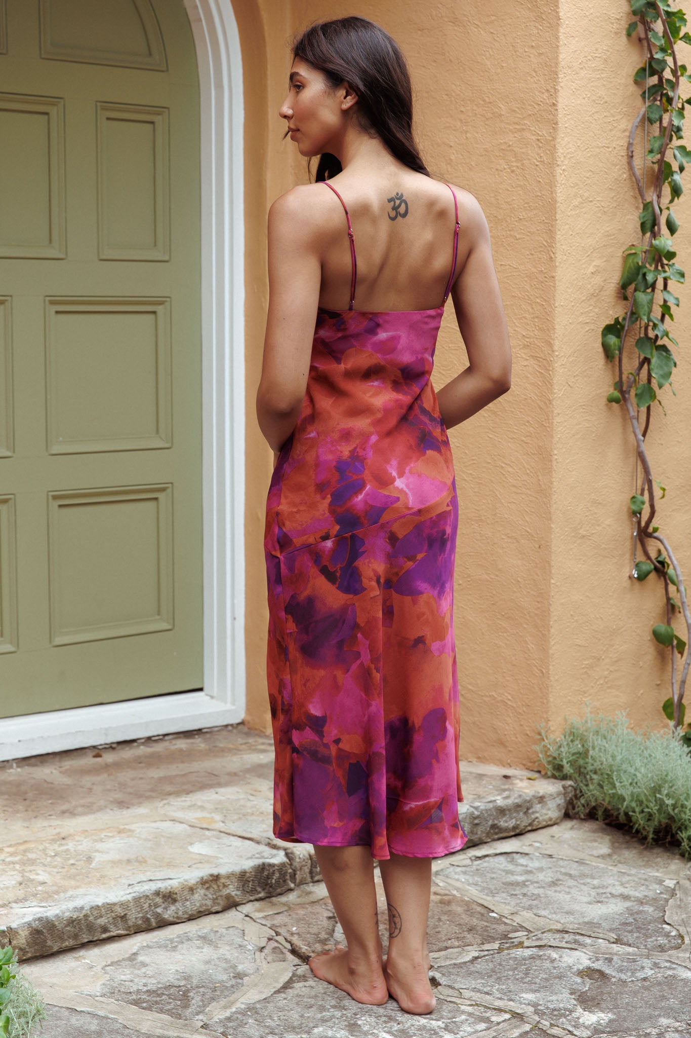 Well Versed Pleated Bust Front Split Dress Dark Rose-Fable Dress