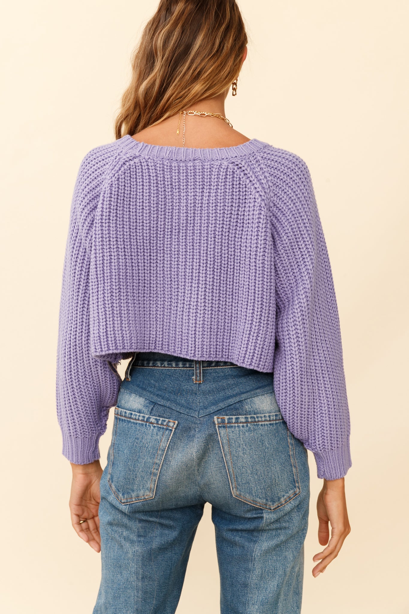 Apres Vous Button Front Drop Shoulder Crop Cardigan Lavender-Fable Dress