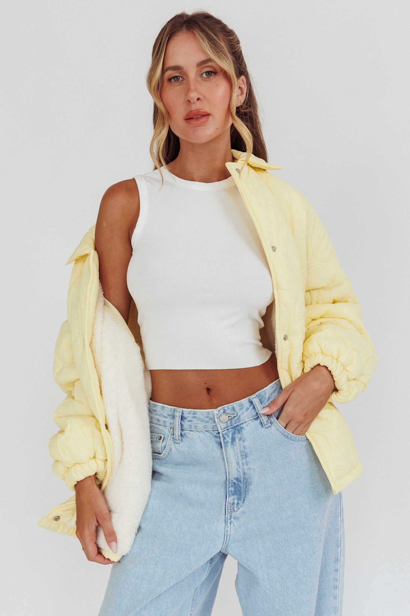 By The Fireplace Quilted Puffer Jacket Butter-Fable Dress