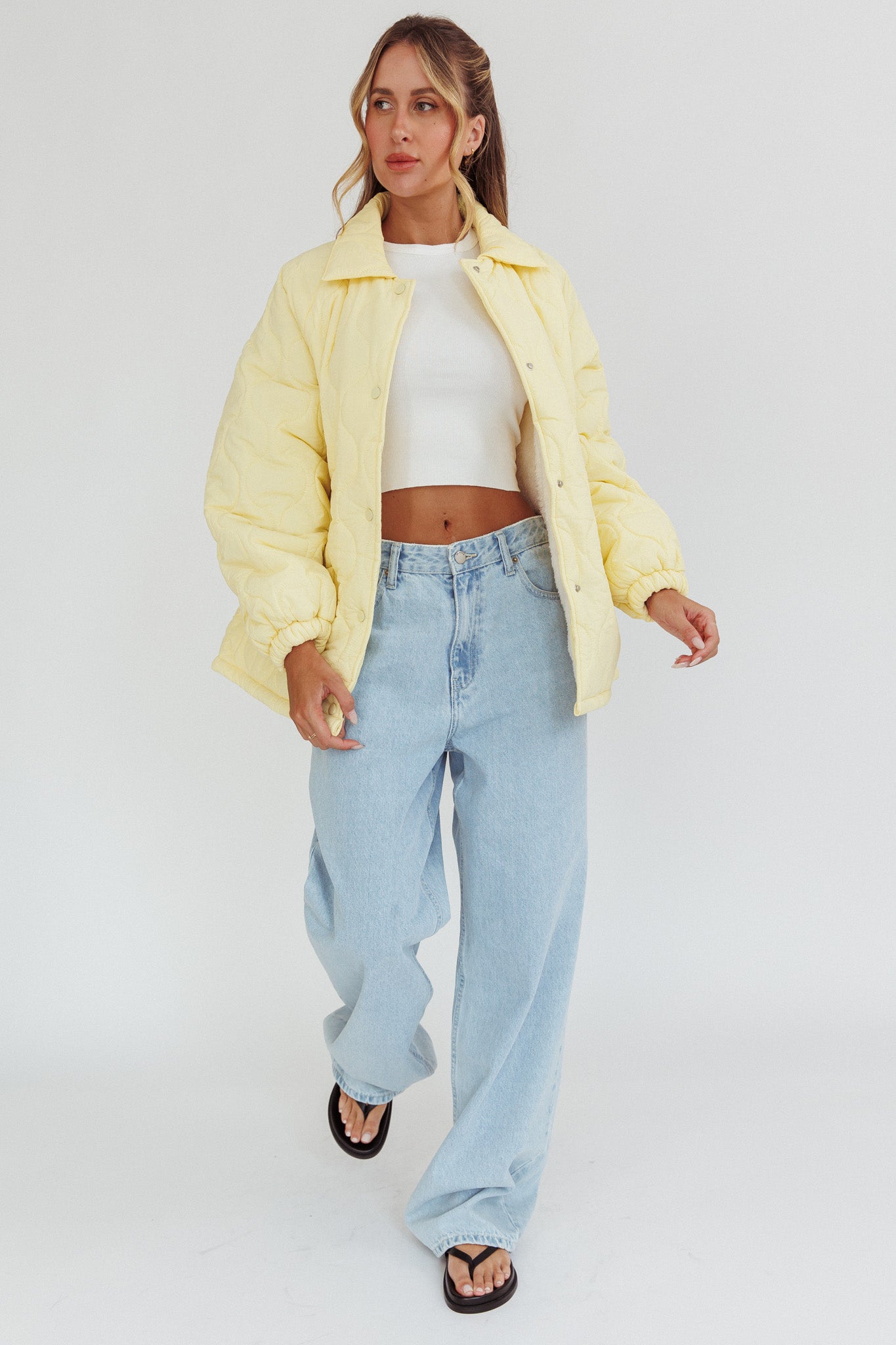 By The Fireplace Quilted Puffer Jacket Butter-Fable Dress