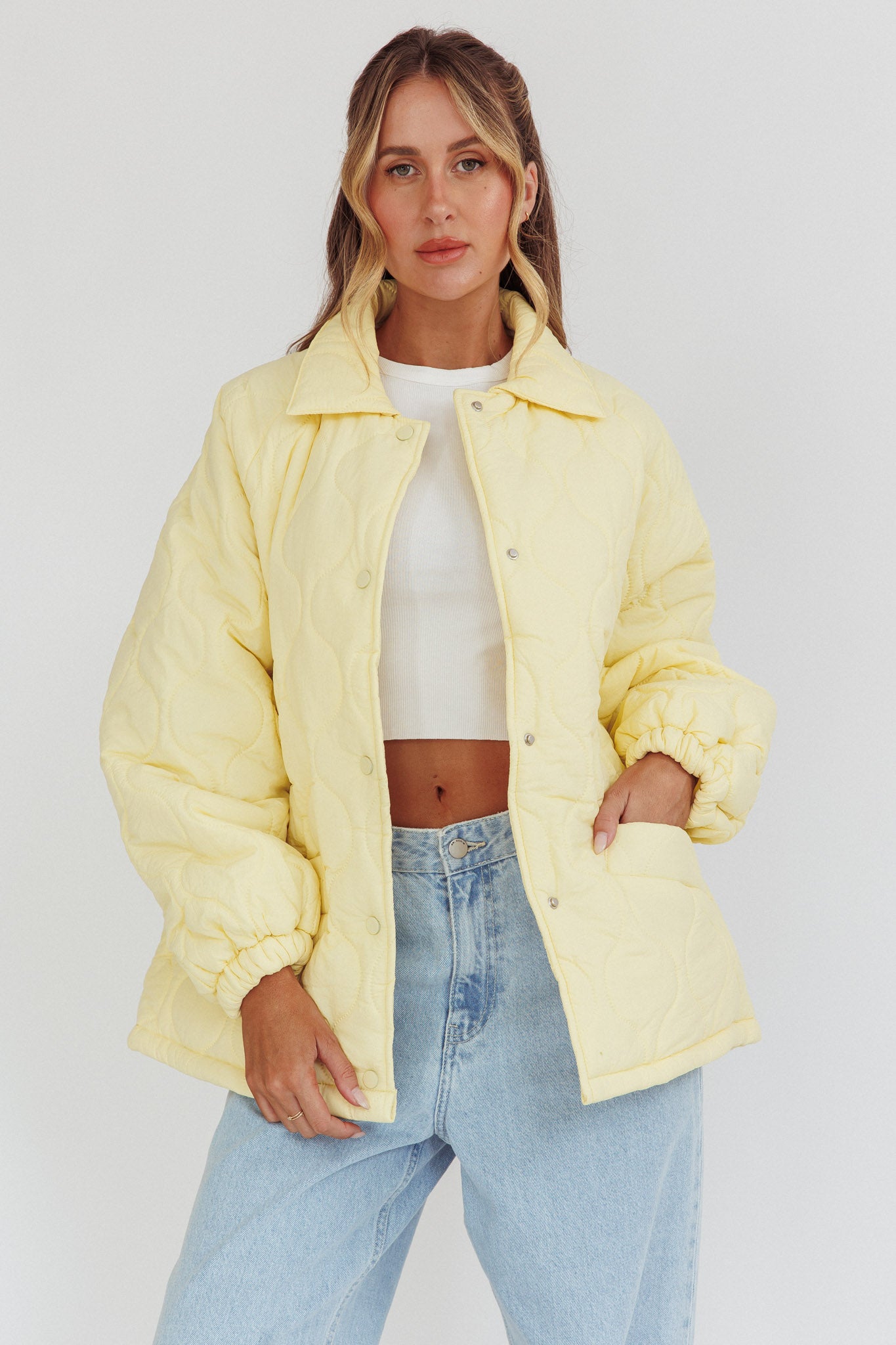 By The Fireplace Quilted Puffer Jacket Butter-Fable Dress