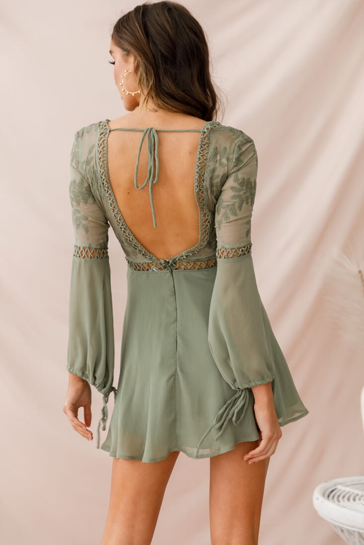 Carson Crochet Details Dress Olive-Fable Dress