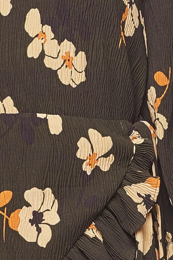 Carly Off the Shoulder Floral Wrap Dress Green-Fable Dress