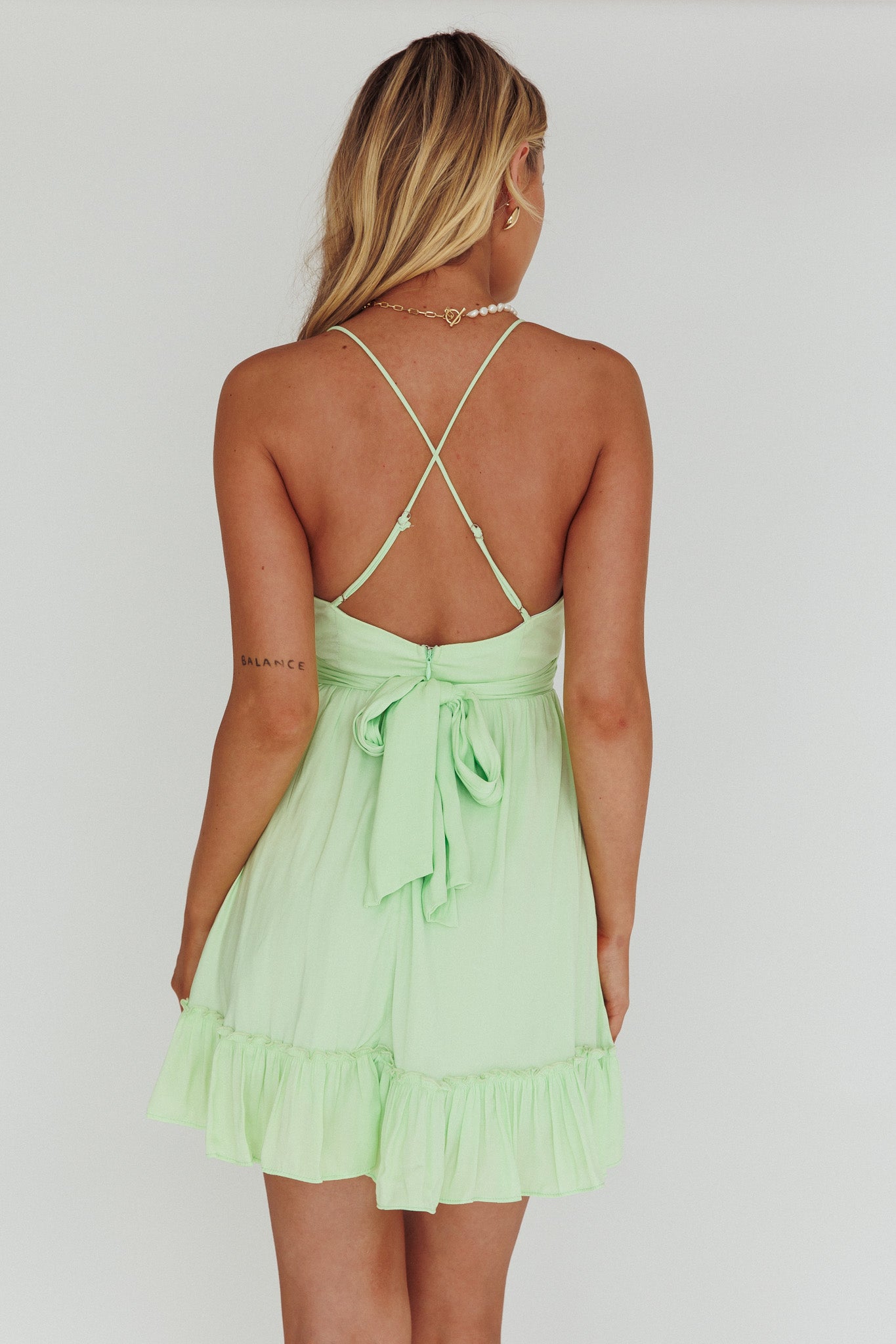 Linka Ruched Bust Criss-Cross Back Dress Apple-Fable Dress