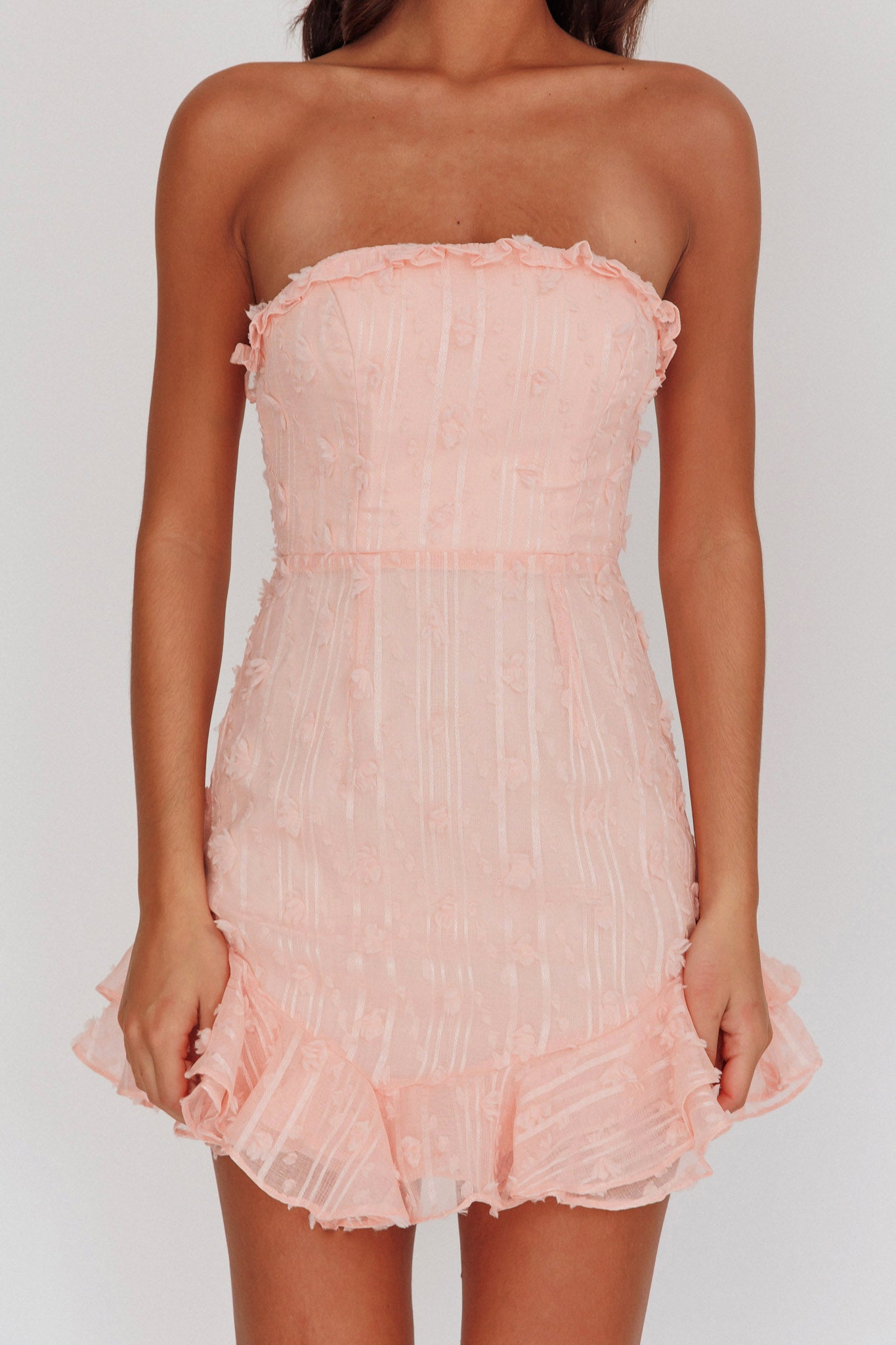 Cece Embellished Bandeau Dress Blush-Fable Dress