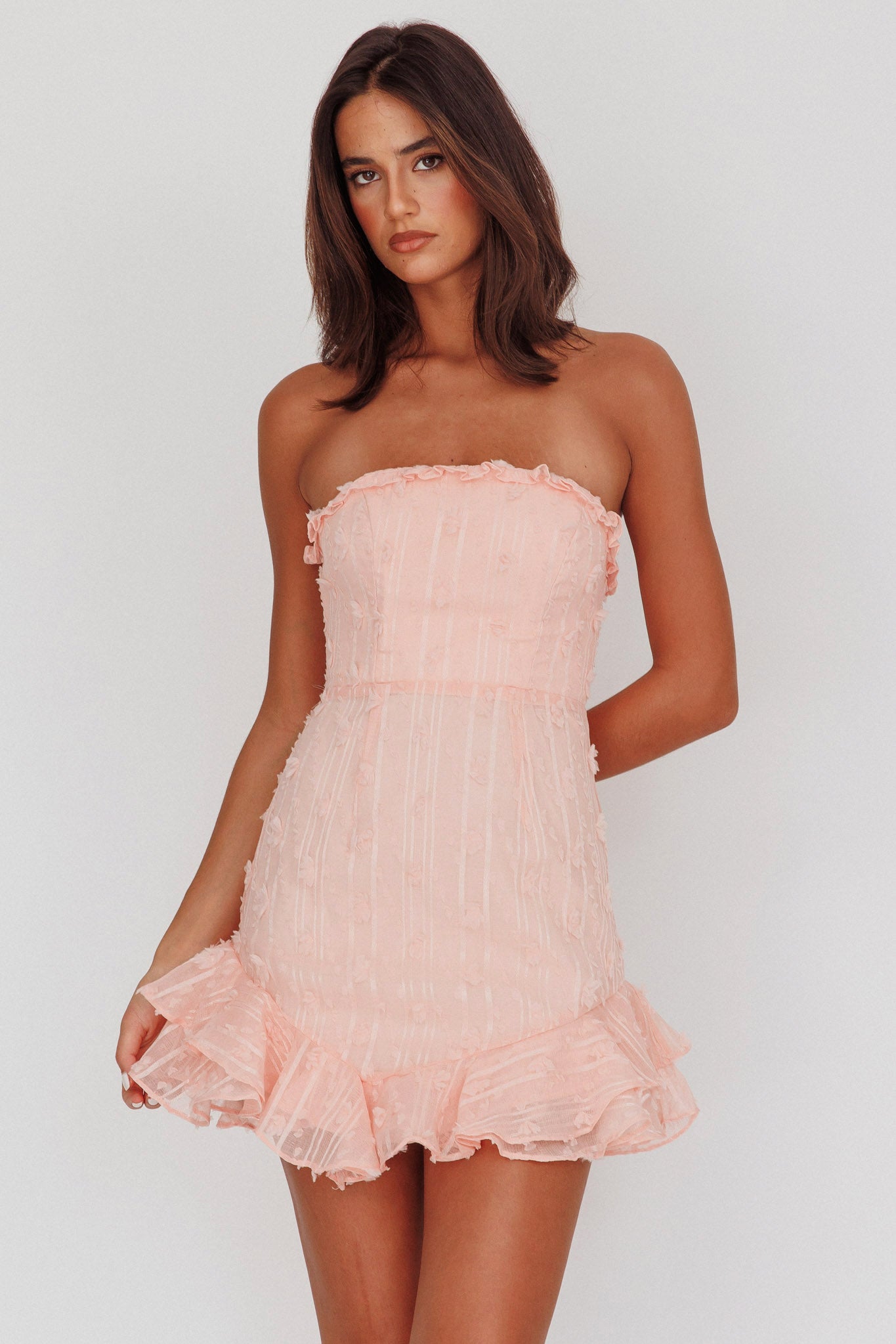 Cece Embellished Bandeau Dress Blush-Fable Dress