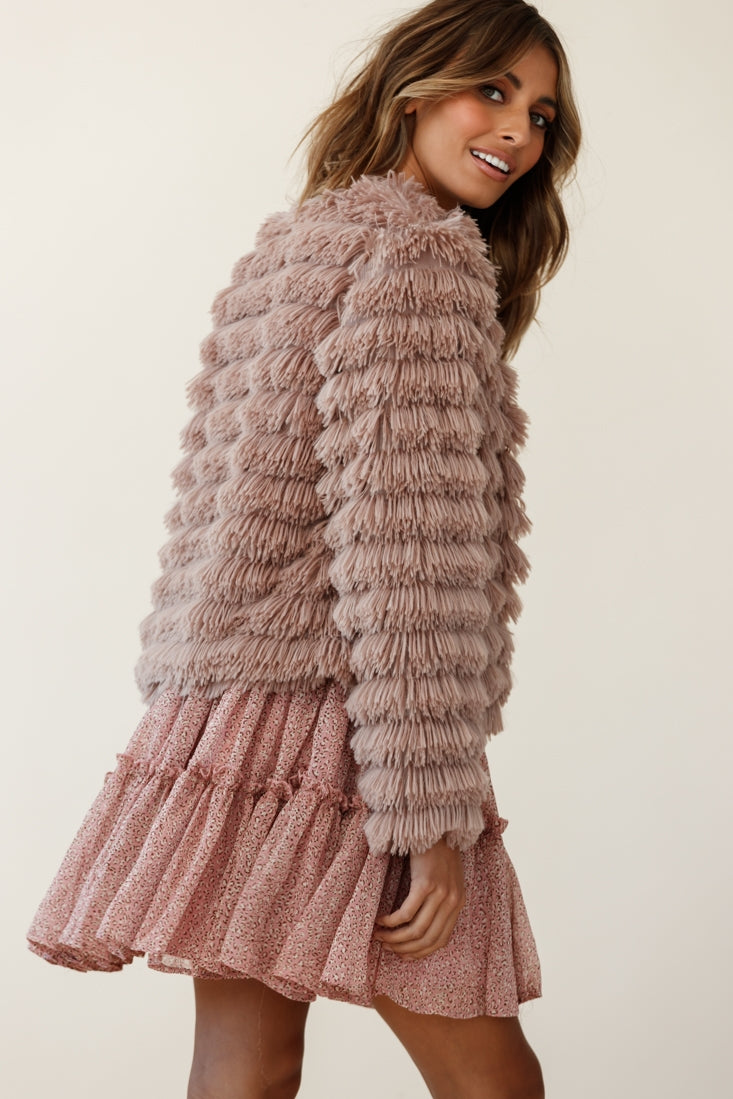 Montana Shaggy Faux Fur Jacket Camel-Fable Dress