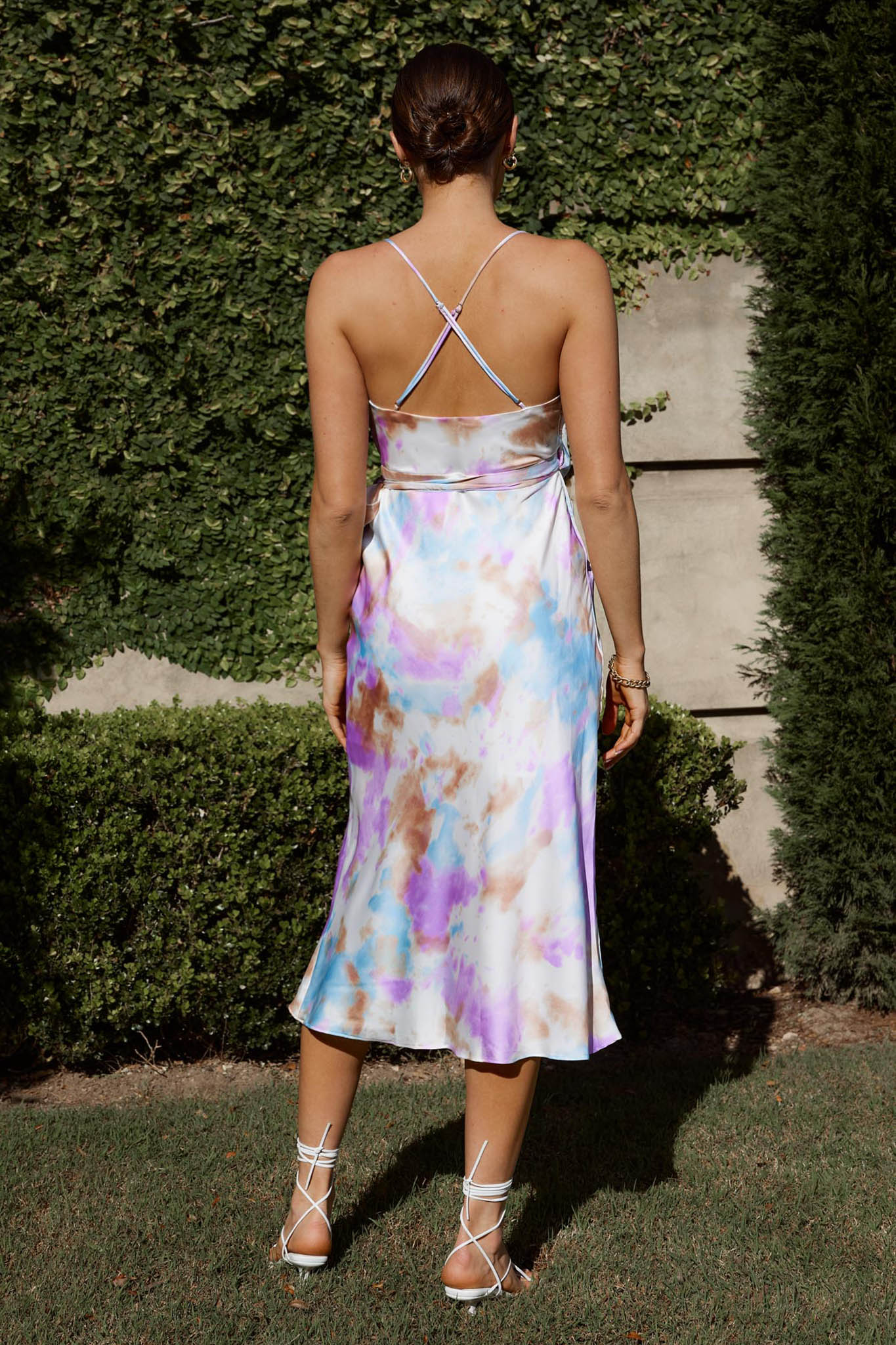 Medellin Side-Tie Wrap Midi Dress Watercolor Multi-Fable Dress