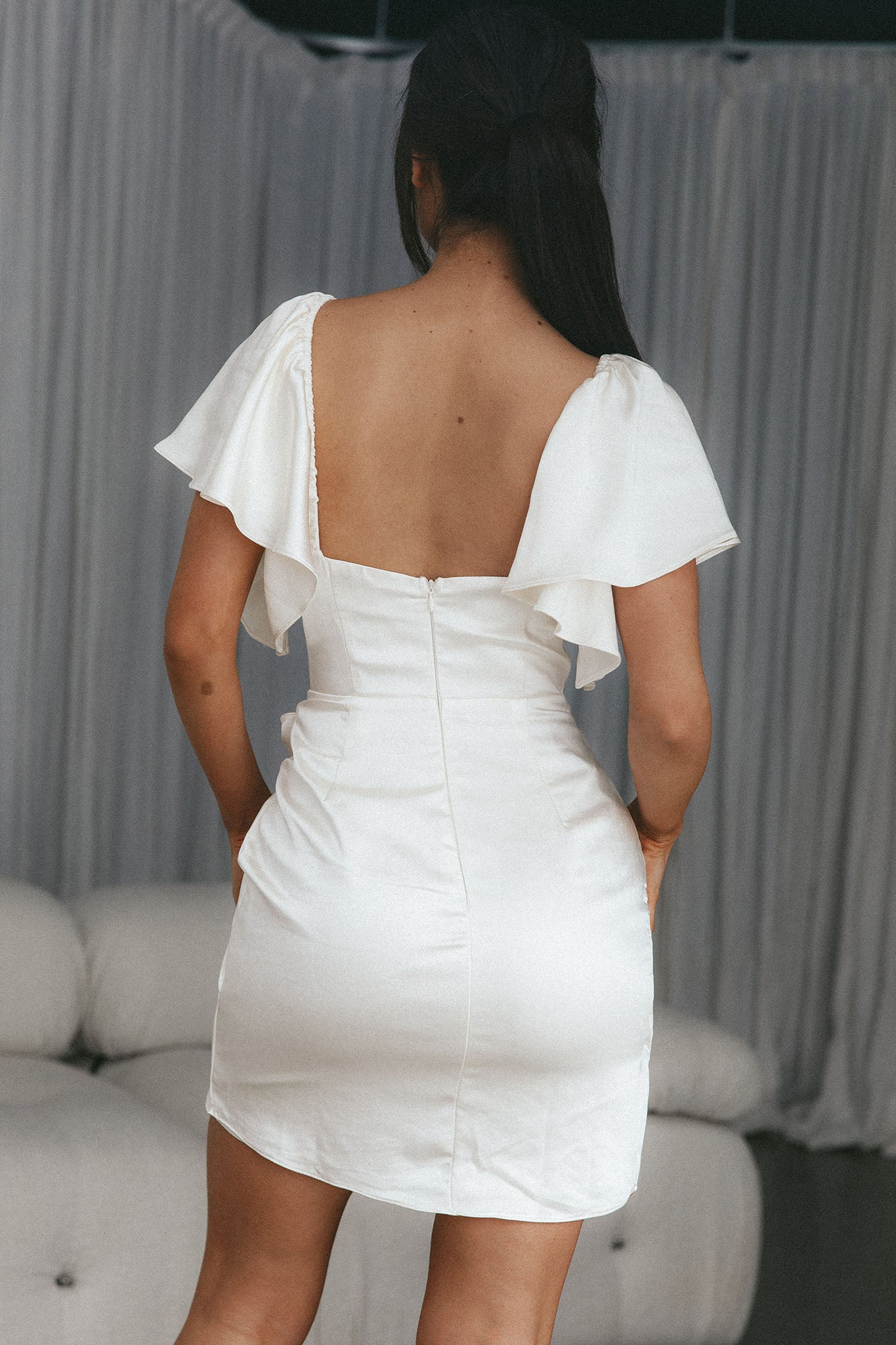 Aphrodite Molded Bust Angel Sleeve Wrap Dress Shell-Fable Dress