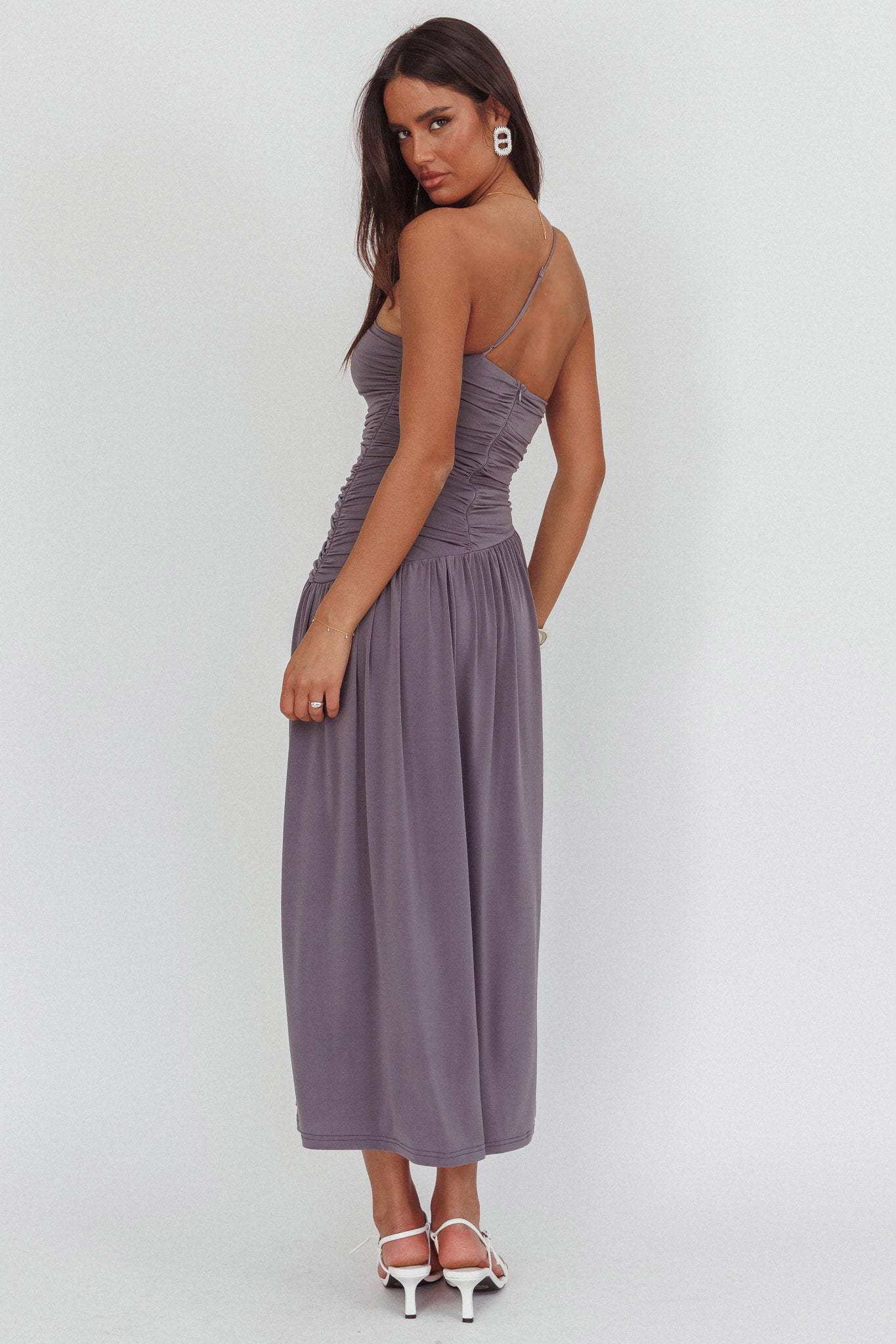Destination One-Shoulder Maxi Dress Taupe-Fable Dress