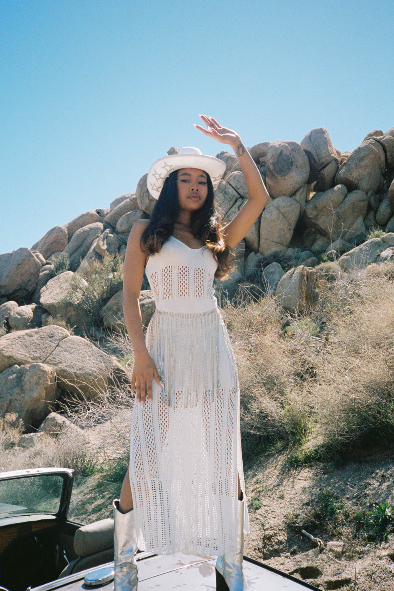 Majorca Sun Crochet Knit Maxi Dress White-Fable Dress