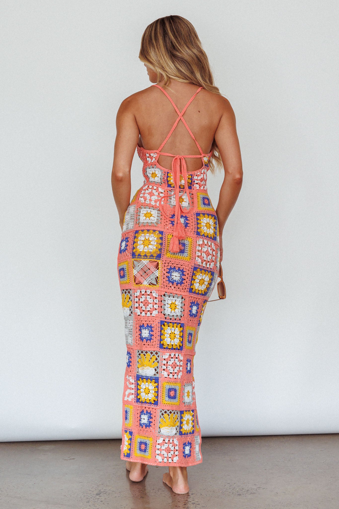 Bali Babe Crochet Maxi Dress Pink Multi-Fable Dress