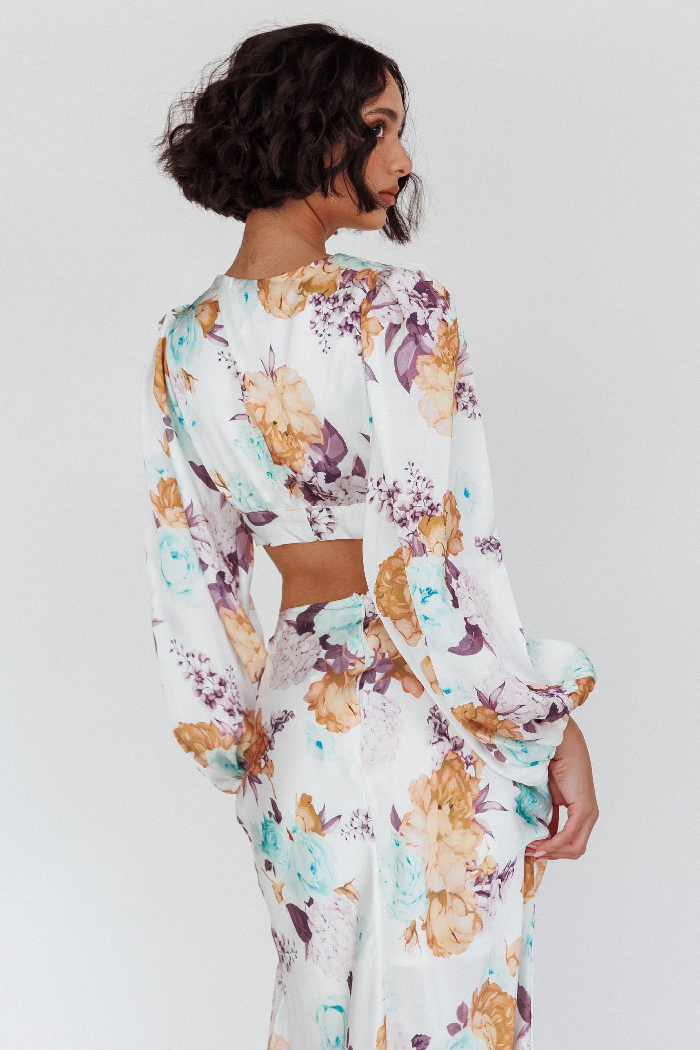 Meet Me In Fiji Tied Top Floral Yellow-Fable Dress