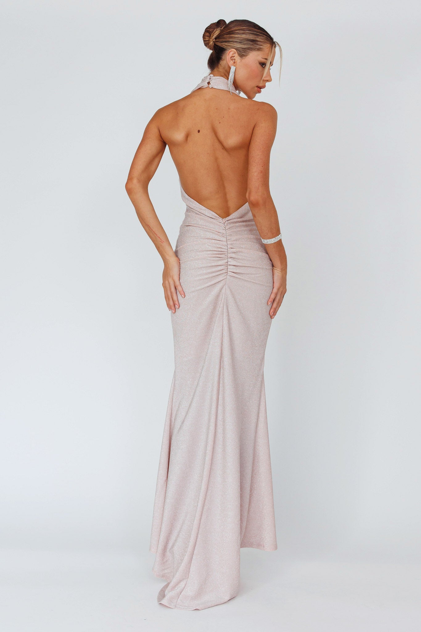 Soleil Moon Halterneck Maxi Dress Sparkle Blush-Fable Dress