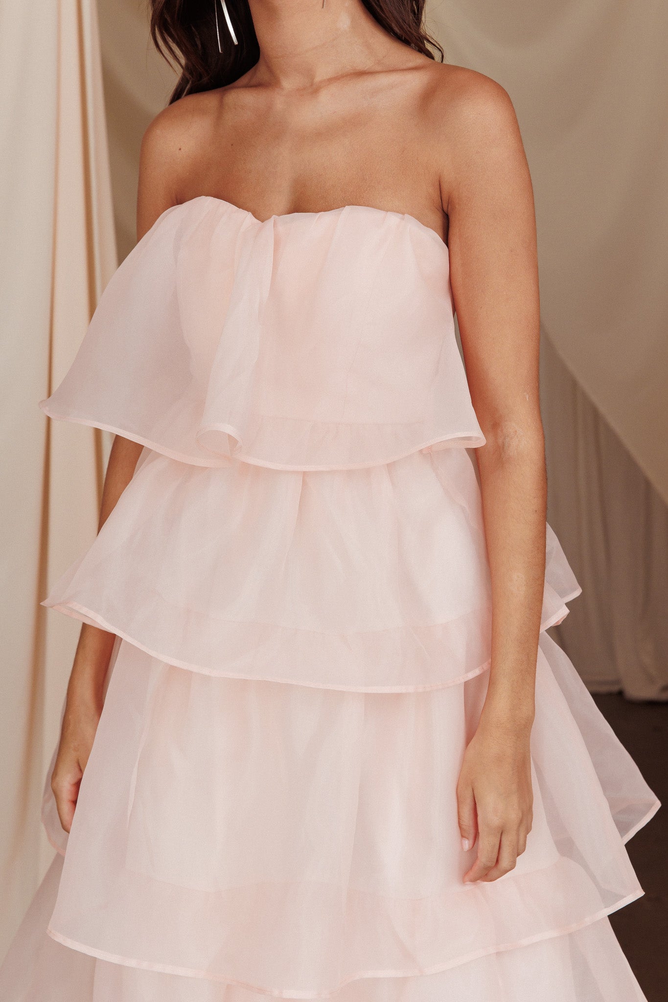 Behati Tiered Layer Midi Dress Pink-Fable Dress