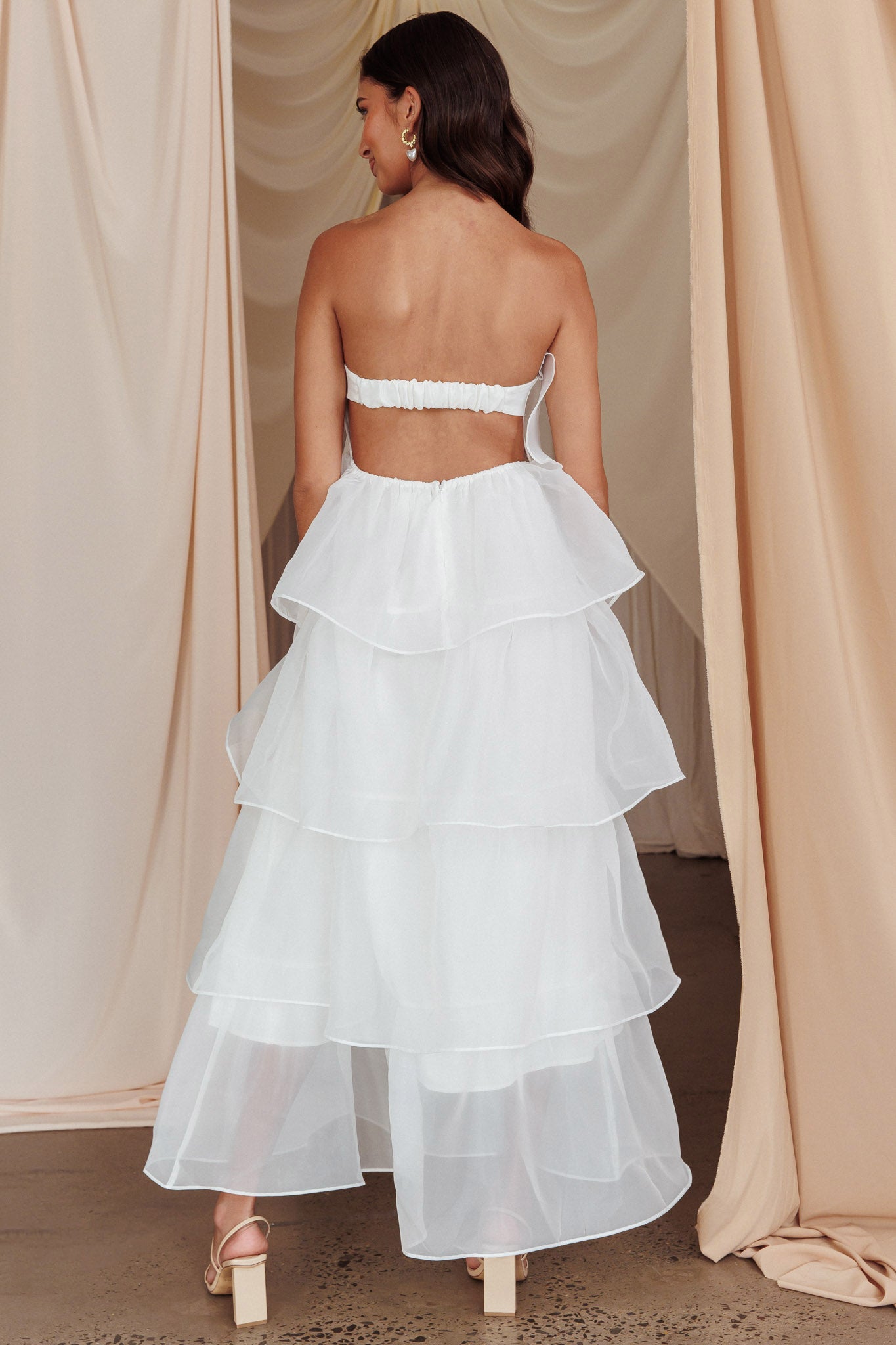 Behati Tiered Layer Midi Dress White-Fable Dress