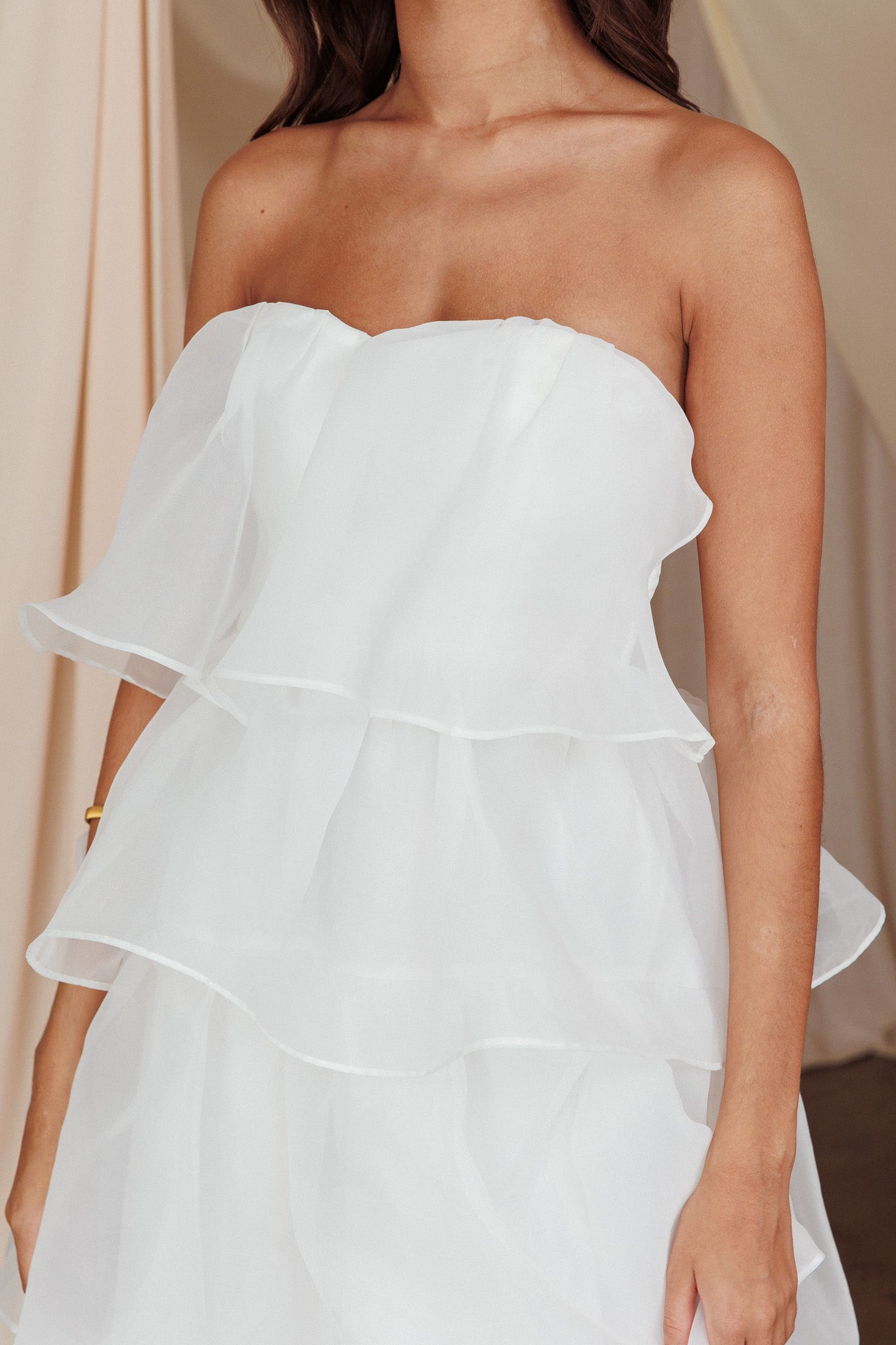 Behati Tiered Layer Midi Dress White-Fable Dress